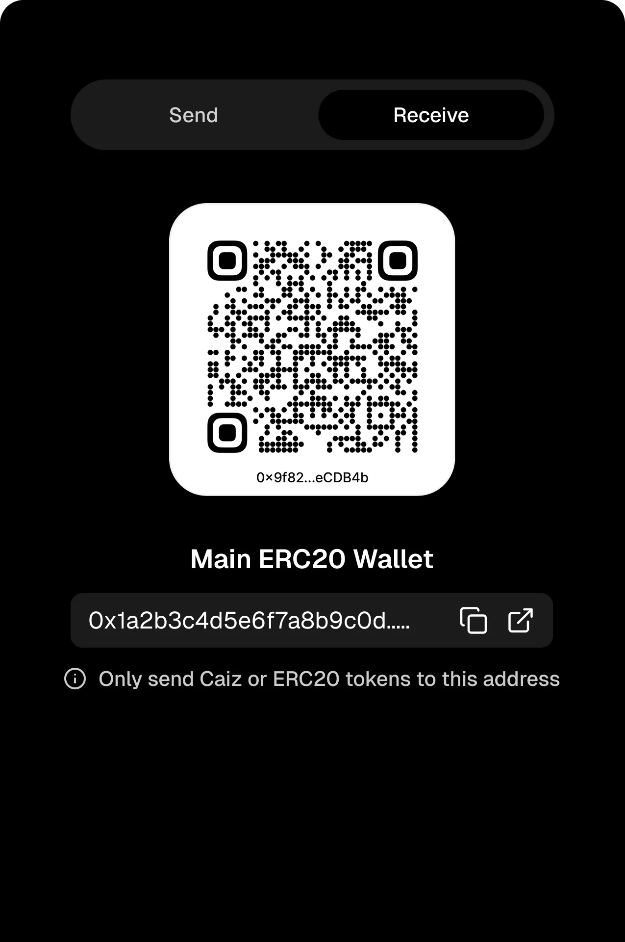 Caizcoin Mobile - Home Screen