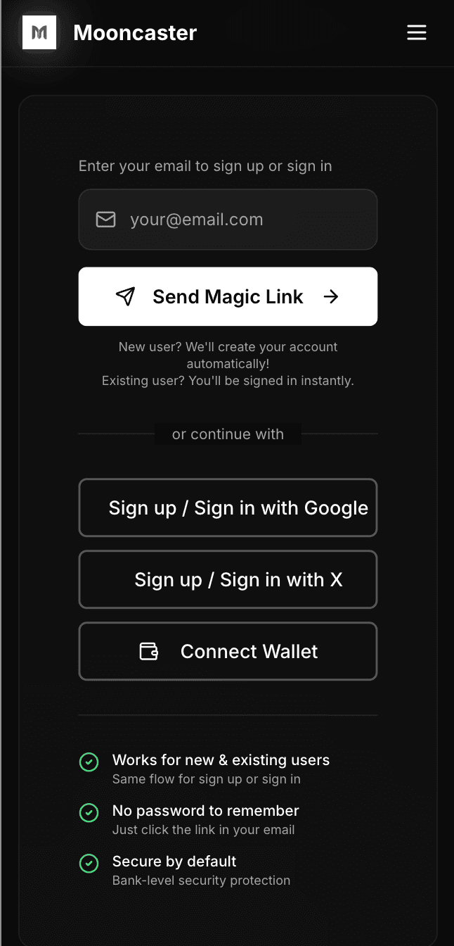 Mooncaster mobile home screen