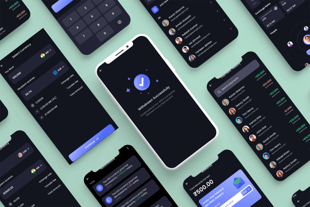 Complete Rufers remittance platform design showcasing all features and user interfaces